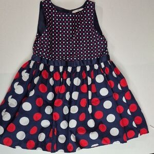 Playful Polka Dot Kids Dress in Navy and Red